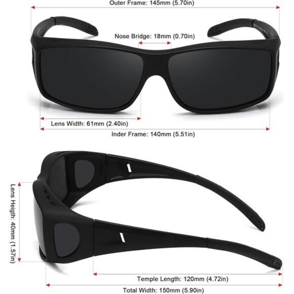 Fit Over Sunglasses Polarized Wrap Around UV400 Unisex Over Glasses Shades - Picture 2 of 7